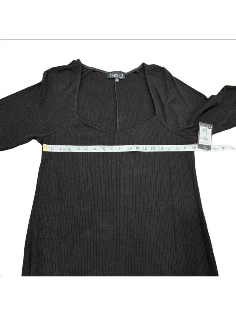 ELOQUII Ribbed Black Long Sleeve Midi Dress 18/20 | NWT Nordstrom Curve Knit - Picture 8 of 11